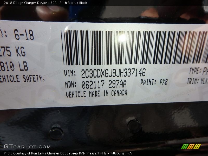 Pitch Black / Black 2018 Dodge Charger Daytona 392