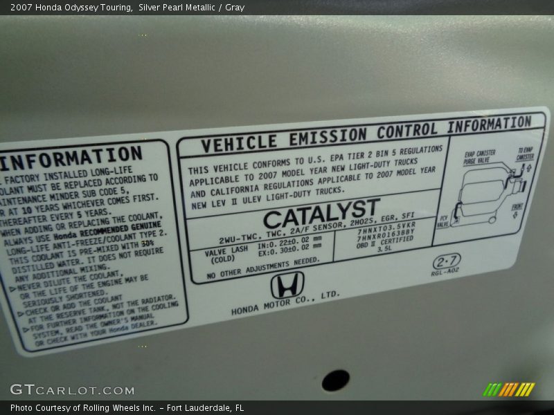 Silver Pearl Metallic / Gray 2007 Honda Odyssey Touring