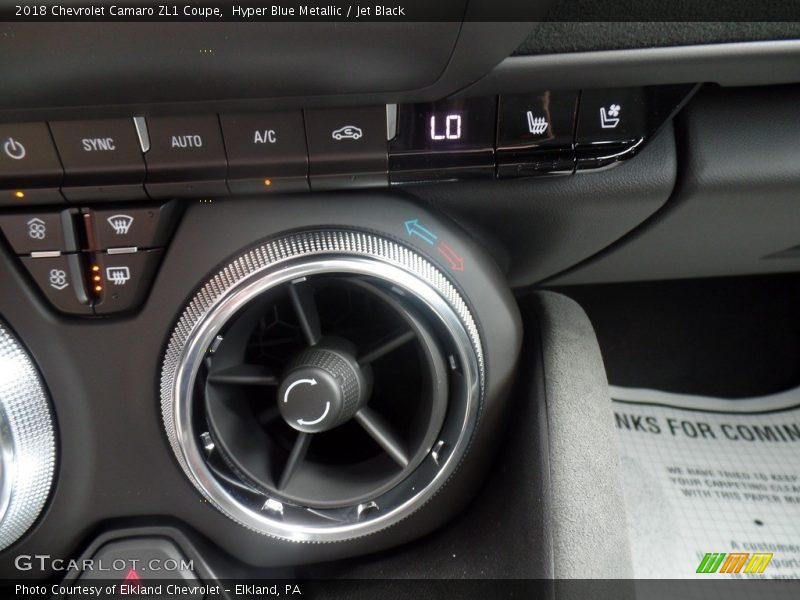 Hyper Blue Metallic / Jet Black 2018 Chevrolet Camaro ZL1 Coupe