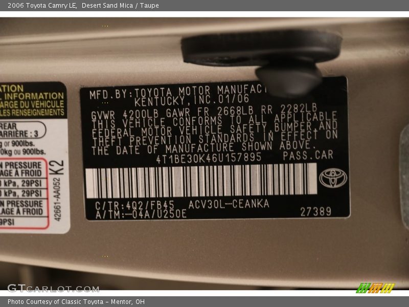 Desert Sand Mica / Taupe 2006 Toyota Camry LE