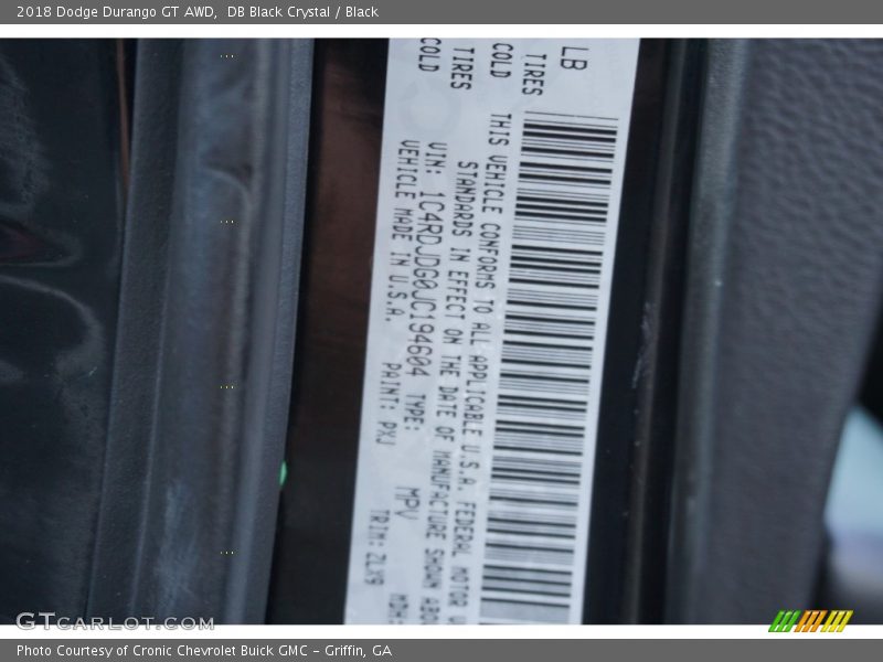 DB Black Crystal / Black 2018 Dodge Durango GT AWD