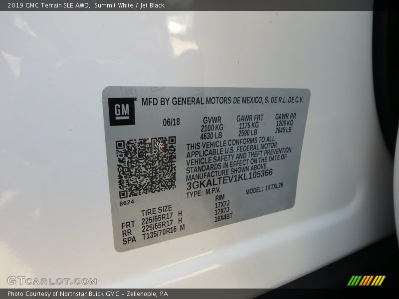 Summit White / Jet Black 2019 GMC Terrain SLE AWD