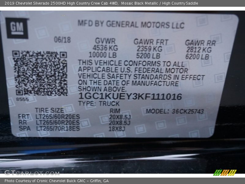 Mosaic Black Metallic / High Country Saddle 2019 Chevrolet Silverado 2500HD High Country Crew Cab 4WD