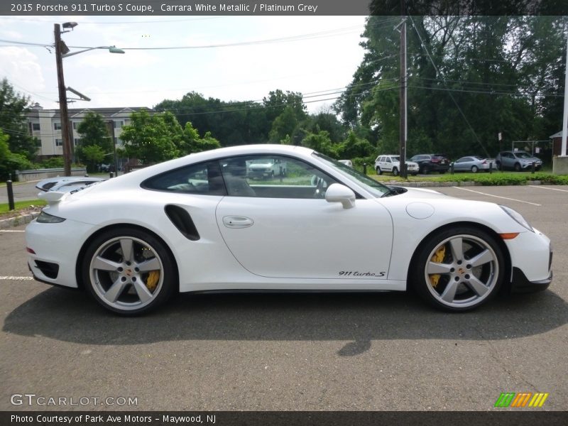 Carrara White Metallic / Platinum Grey 2015 Porsche 911 Turbo S Coupe