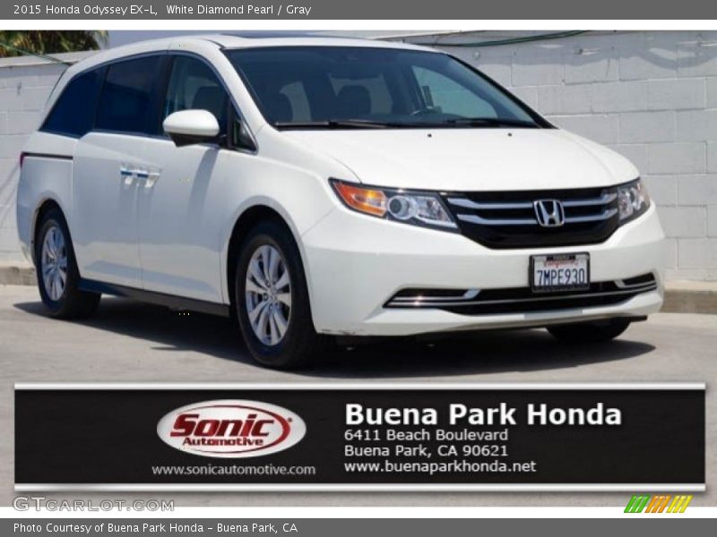 White Diamond Pearl / Gray 2015 Honda Odyssey EX-L