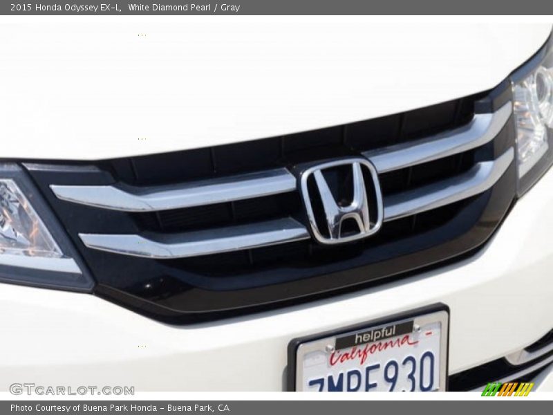 White Diamond Pearl / Gray 2015 Honda Odyssey EX-L