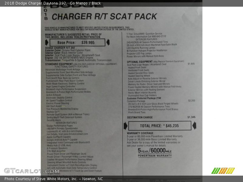 Go Mango / Black 2018 Dodge Charger Daytona 392