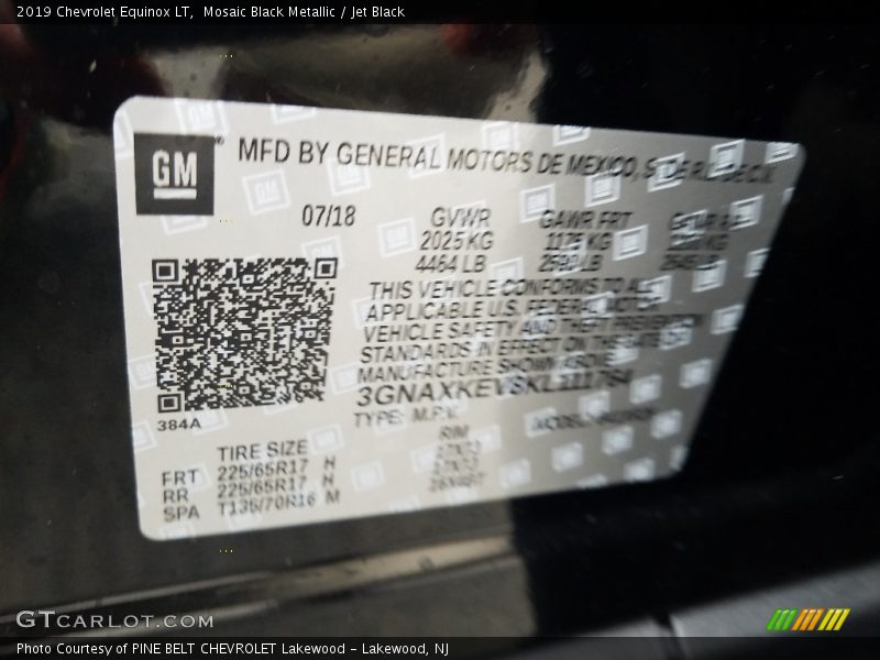 Mosaic Black Metallic / Jet Black 2019 Chevrolet Equinox LT