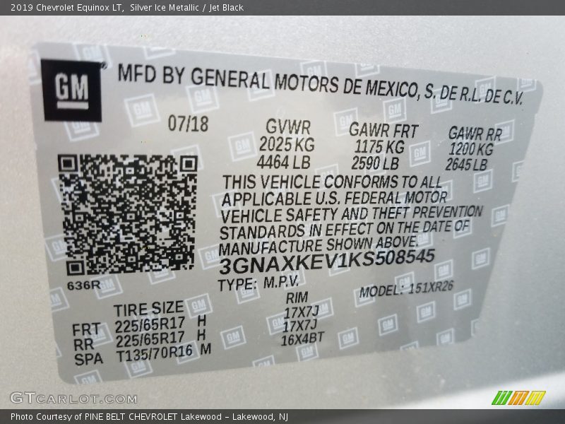 Silver Ice Metallic / Jet Black 2019 Chevrolet Equinox LT