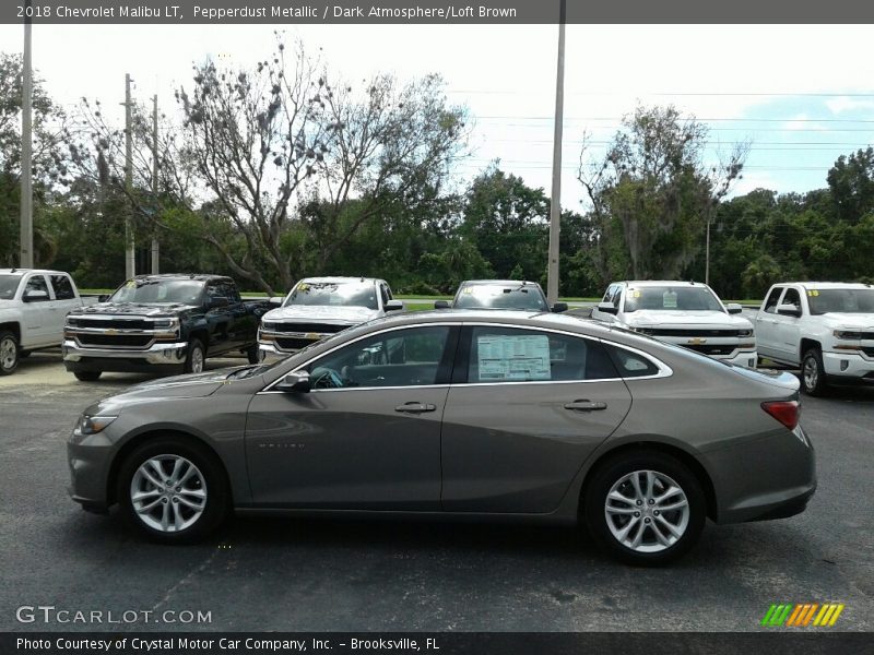 Pepperdust Metallic / Dark Atmosphere/Loft Brown 2018 Chevrolet Malibu LT