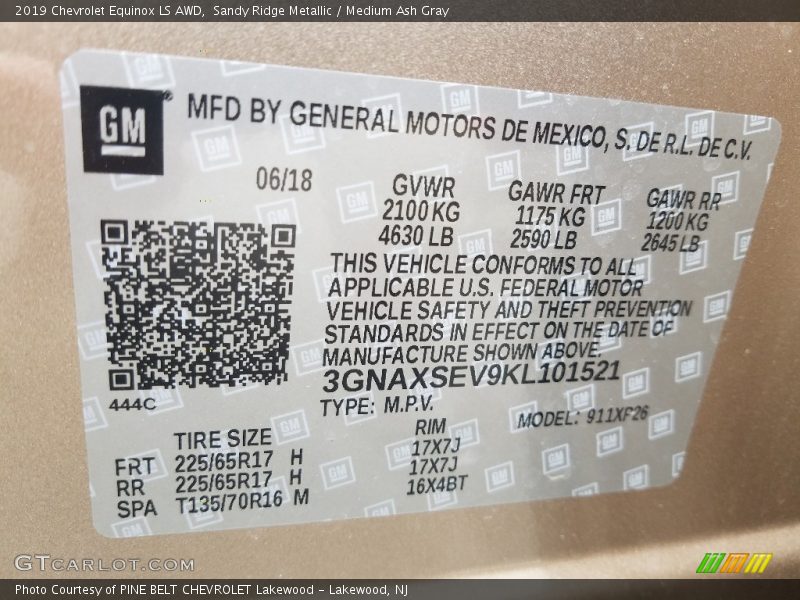 Sandy Ridge Metallic / Medium Ash Gray 2019 Chevrolet Equinox LS AWD