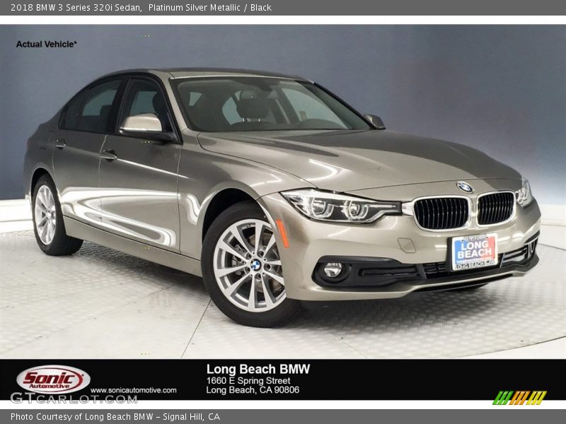 Platinum Silver Metallic / Black 2018 BMW 3 Series 320i Sedan