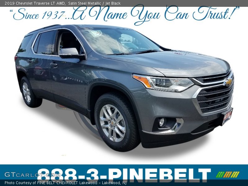 Satin Steel Metallic / Jet Black 2019 Chevrolet Traverse LT AWD