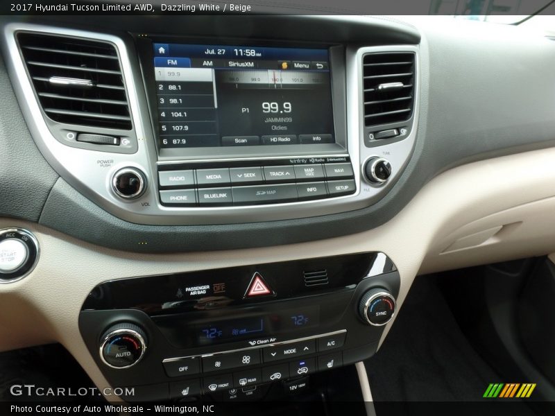 Dazzling White / Beige 2017 Hyundai Tucson Limited AWD