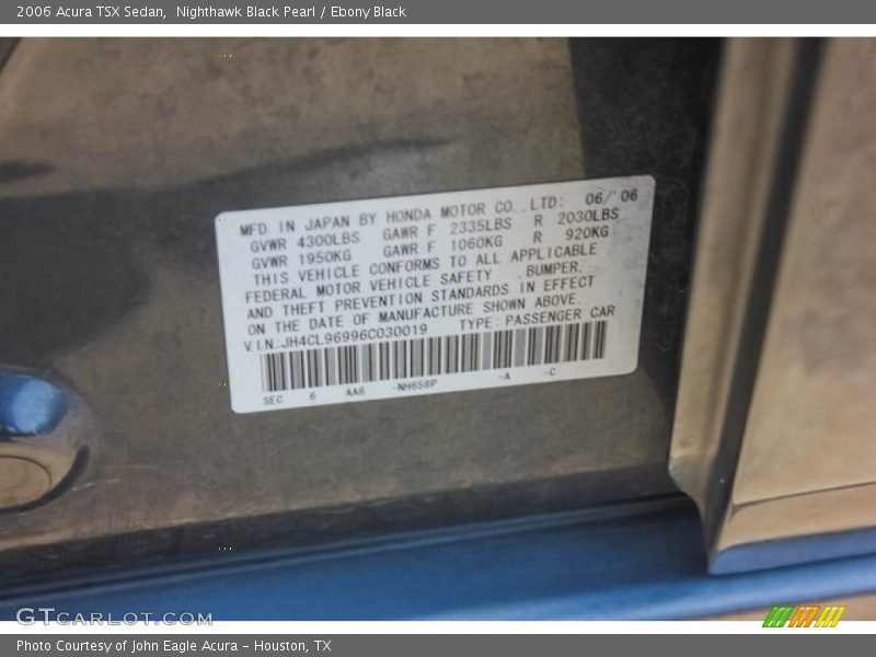 Nighthawk Black Pearl / Ebony Black 2006 Acura TSX Sedan