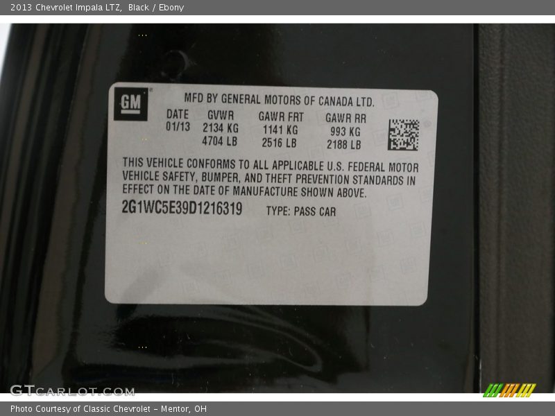 Black / Ebony 2013 Chevrolet Impala LTZ