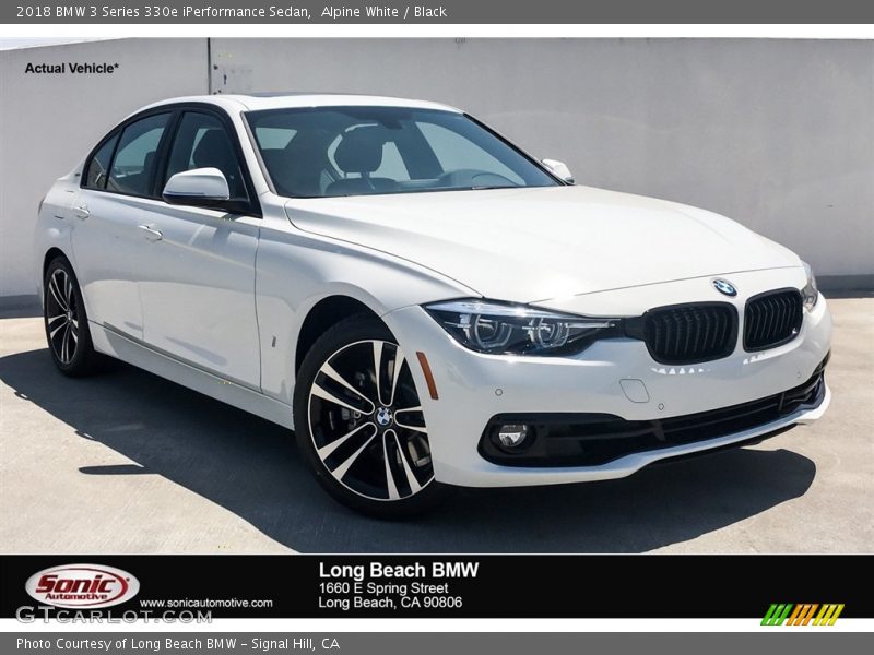 Alpine White / Black 2018 BMW 3 Series 330e iPerformance Sedan