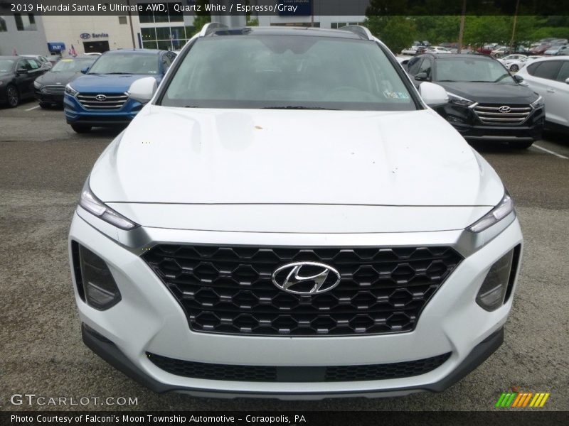 Quartz White / Espresso/Gray 2019 Hyundai Santa Fe Ultimate AWD