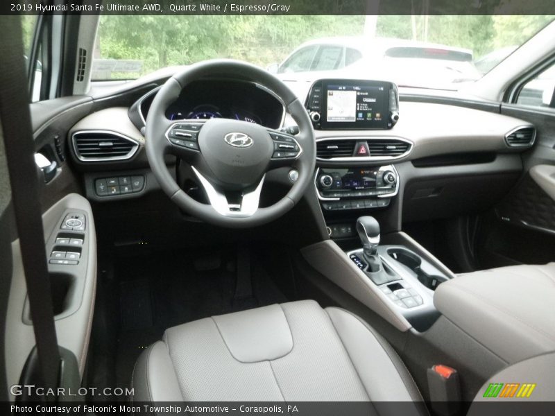 Quartz White / Espresso/Gray 2019 Hyundai Santa Fe Ultimate AWD
