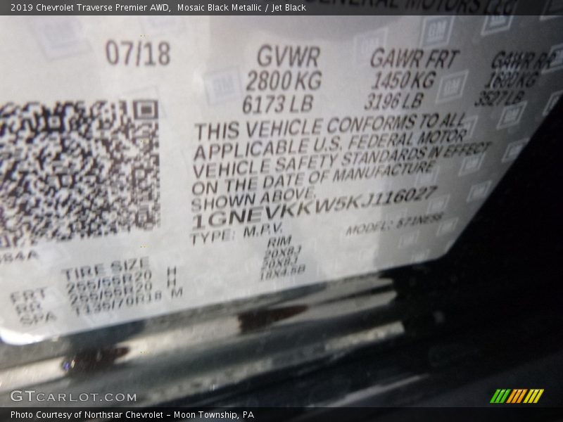 Mosaic Black Metallic / Jet Black 2019 Chevrolet Traverse Premier AWD
