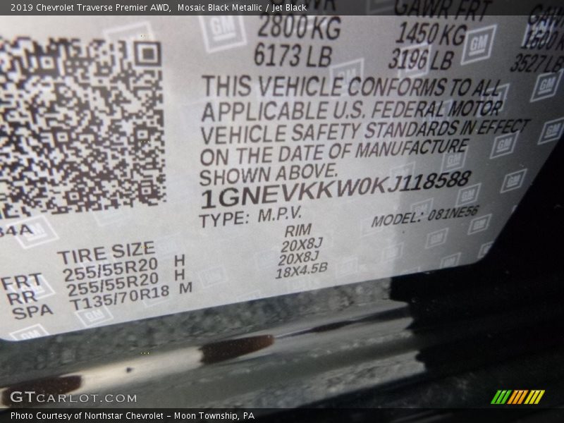 Mosaic Black Metallic / Jet Black 2019 Chevrolet Traverse Premier AWD