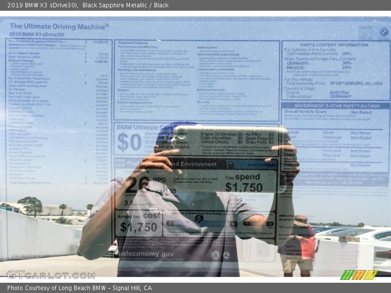 Black Sapphire Metallic / Black 2019 BMW X3 sDrive30i