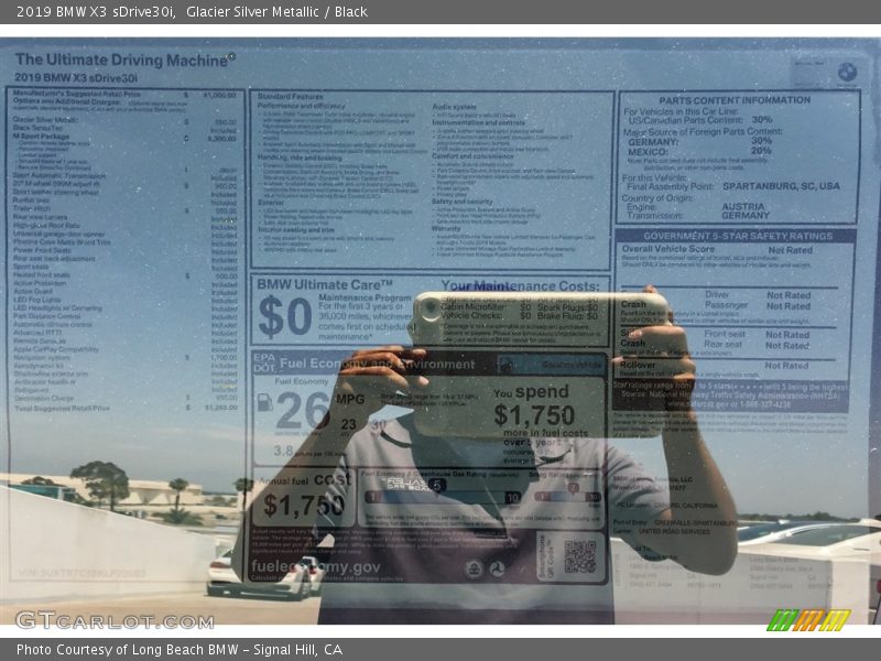 Glacier Silver Metallic / Black 2019 BMW X3 sDrive30i