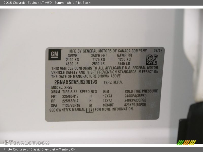 Summit White / Jet Black 2018 Chevrolet Equinox LT AWD