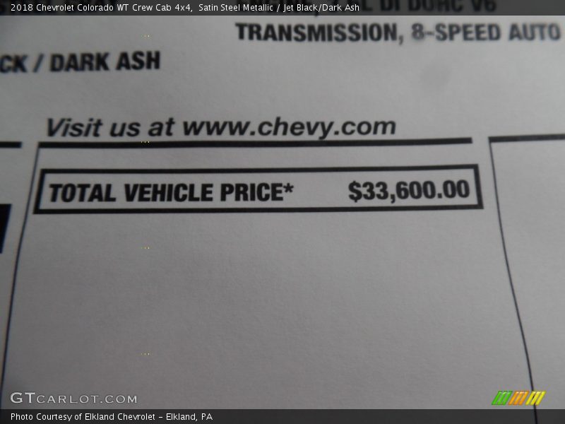 Satin Steel Metallic / Jet Black/Dark Ash 2018 Chevrolet Colorado WT Crew Cab 4x4