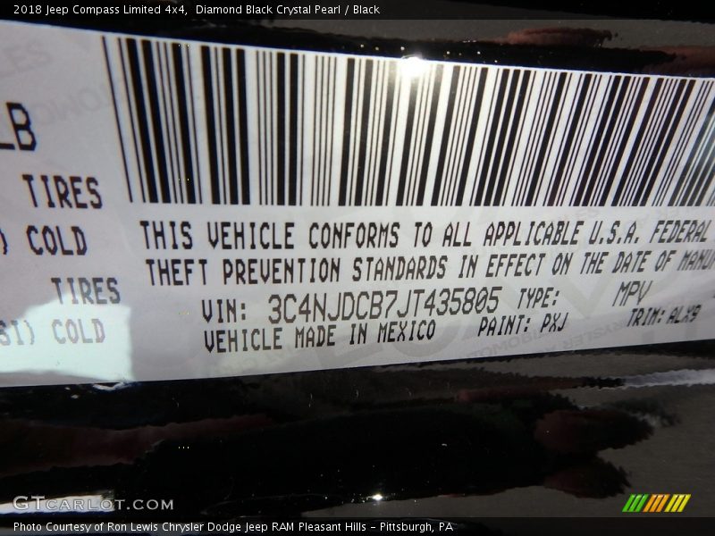 Diamond Black Crystal Pearl / Black 2018 Jeep Compass Limited 4x4