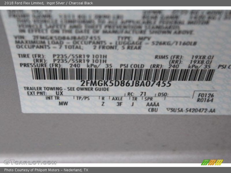 Ingot Silver / Charcoal Black 2018 Ford Flex Limited