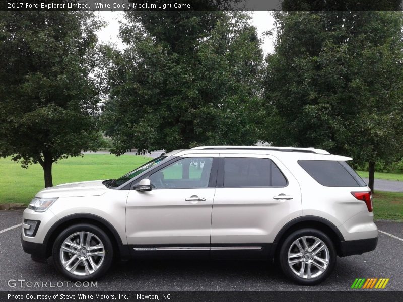White Gold / Medium Light Camel 2017 Ford Explorer Limited