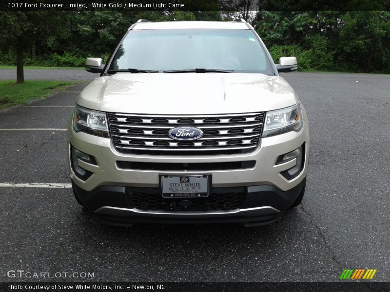White Gold / Medium Light Camel 2017 Ford Explorer Limited
