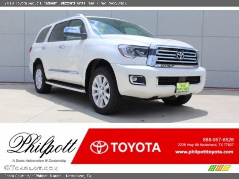 Blizzard White Pearl / Red Rock/Black 2018 Toyota Sequoia Platinum