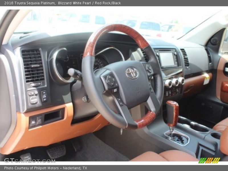 Blizzard White Pearl / Red Rock/Black 2018 Toyota Sequoia Platinum