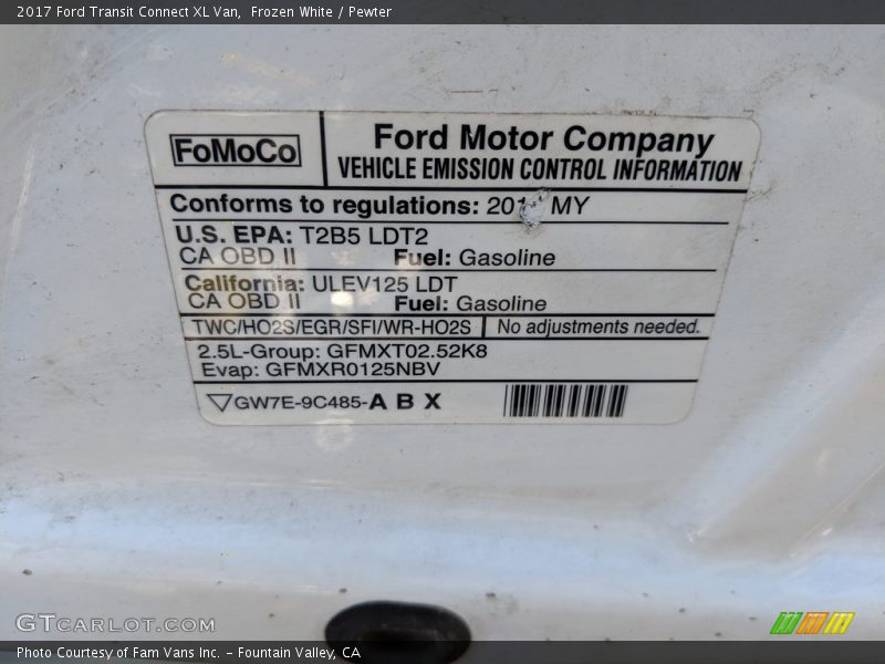 Frozen White / Pewter 2017 Ford Transit Connect XL Van