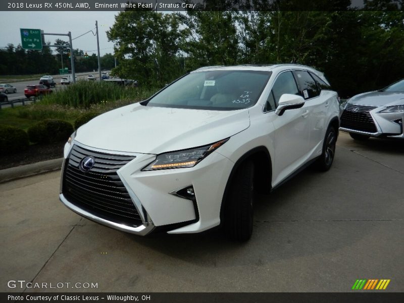 Eminent White Pearl / Stratus Gray 2018 Lexus RX 450hL AWD