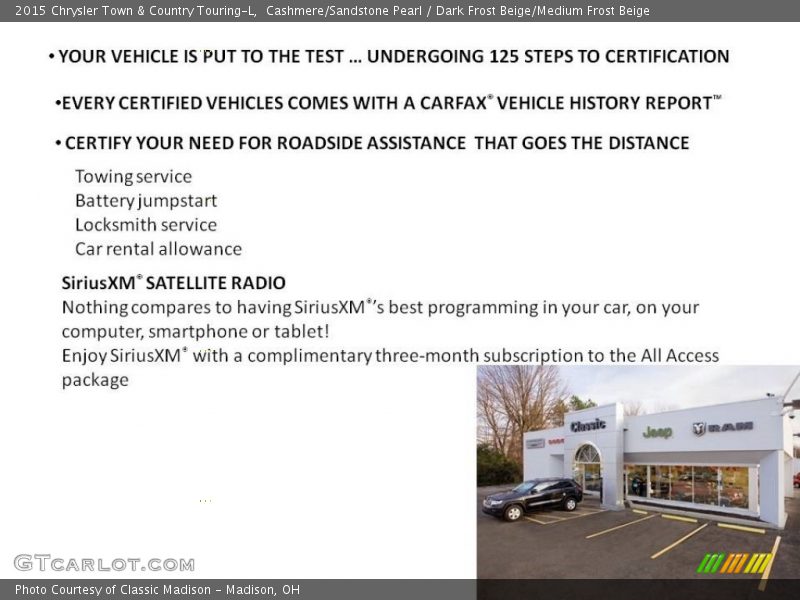 Cashmere/Sandstone Pearl / Dark Frost Beige/Medium Frost Beige 2015 Chrysler Town & Country Touring-L