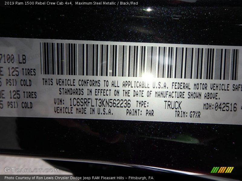 2019 1500 Rebel Crew Cab 4x4 Maximum Steel Metallic Color Code PAR