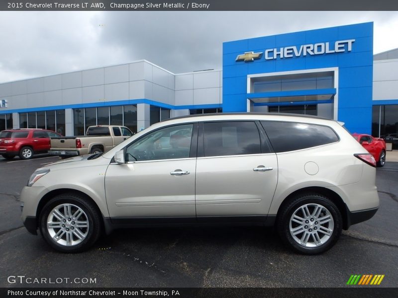 Champagne Silver Metallic / Ebony 2015 Chevrolet Traverse LT AWD