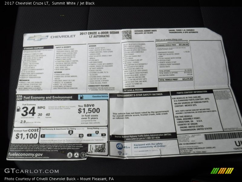 Summit White / Jet Black 2017 Chevrolet Cruze LT