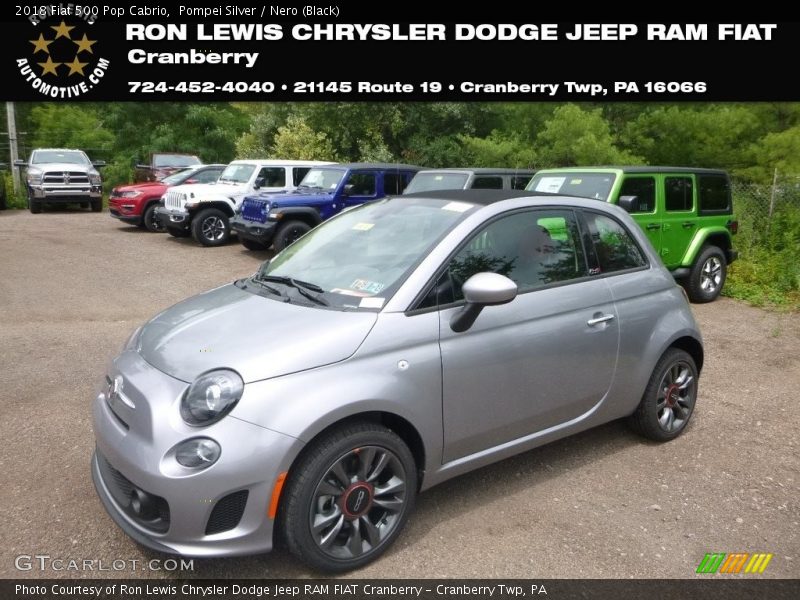 Pompei Silver / Nero (Black) 2018 Fiat 500 Pop Cabrio