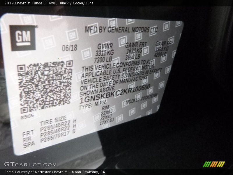 Black / Cocoa/Dune 2019 Chevrolet Tahoe LT 4WD