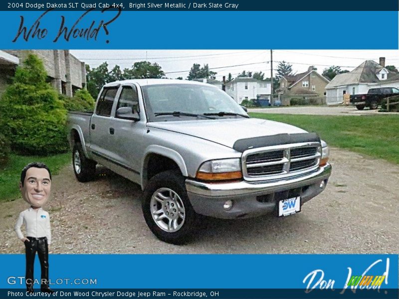 Bright Silver Metallic / Dark Slate Gray 2004 Dodge Dakota SLT Quad Cab 4x4