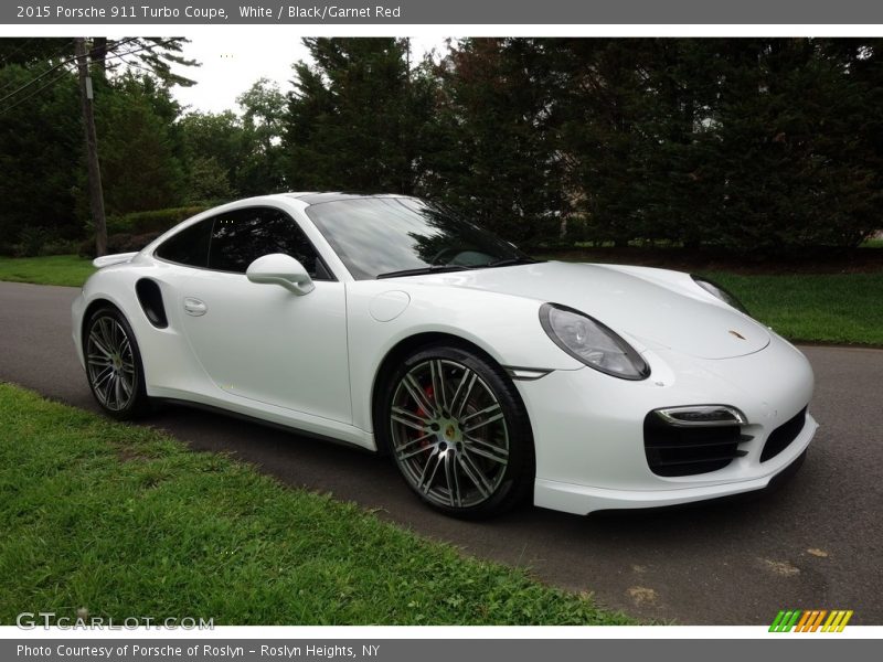 White / Black/Garnet Red 2015 Porsche 911 Turbo Coupe