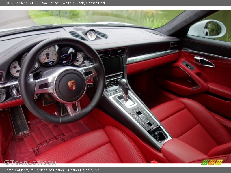 White / Black/Garnet Red 2015 Porsche 911 Turbo Coupe