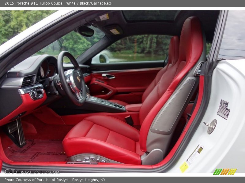 White / Black/Garnet Red 2015 Porsche 911 Turbo Coupe