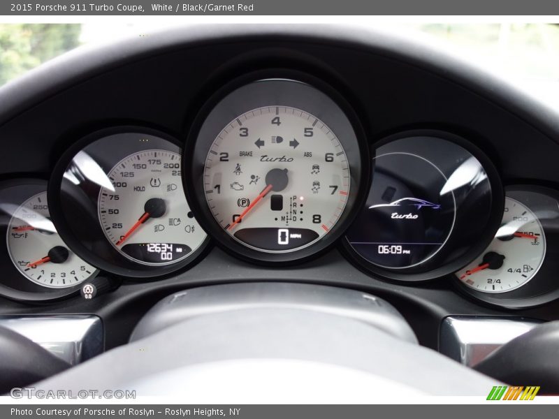 White / Black/Garnet Red 2015 Porsche 911 Turbo Coupe