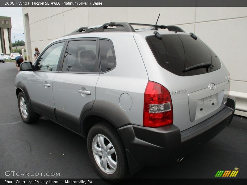 Platinum Silver / Beige 2008 Hyundai Tucson SE 4WD