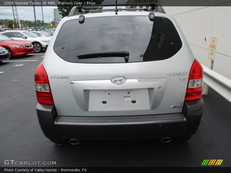 Platinum Silver / Beige 2008 Hyundai Tucson SE 4WD
